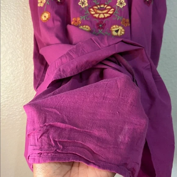 Twentyone Women’s Magenta Floral Embroidered Mini Dress Sz M Ruffle Sleeveless - Picture 6 of 9